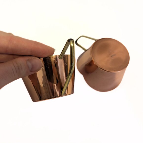 Vintage Ariosa Copper Cups w Brass Handles 2.5" Lot of 2 Retro Drinkware Kitchen - Picture 9 of 10